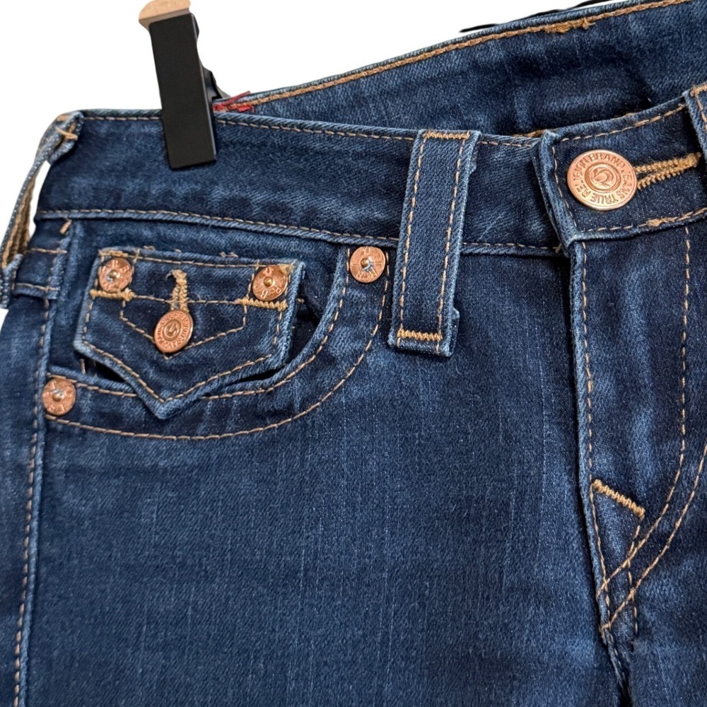 True Religion Joey Dark Wash Flare Jeans Made in USA Low Rise Size 26 - Picture 8 of 11